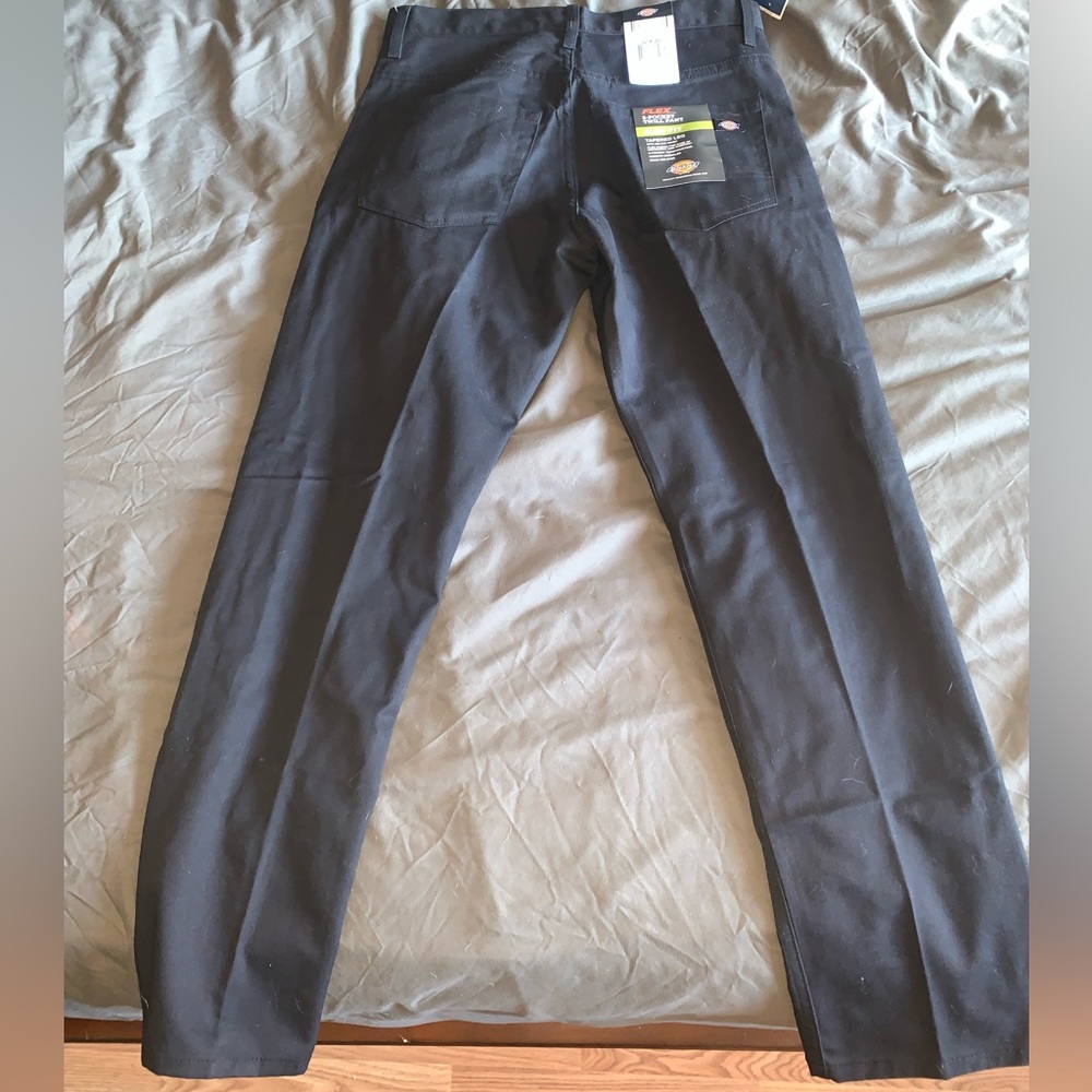 NWT! DICKIES Flex 5 Pocket Twill Pants Tapered Leg Blk 32X30 - Picture 2 of 9